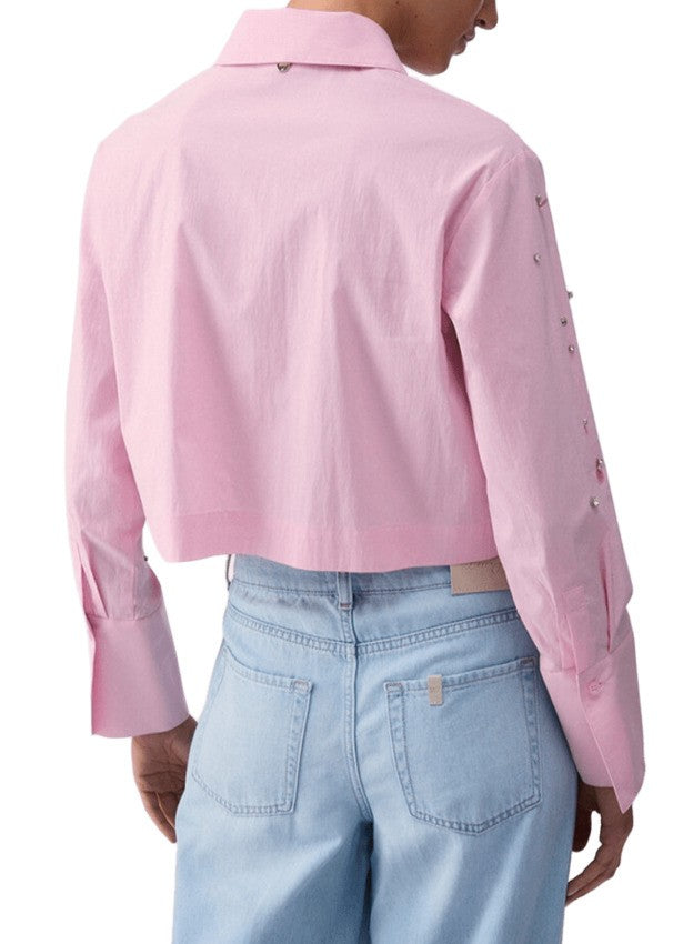 Liu Jo Cropped Boxy Shirt With Jewel Embroidery