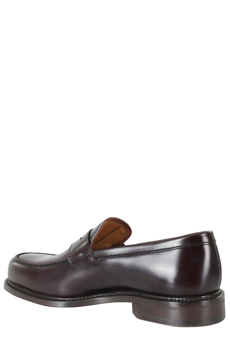 John Spencer Brown Rois Polished Penny Strap Leather Loafers