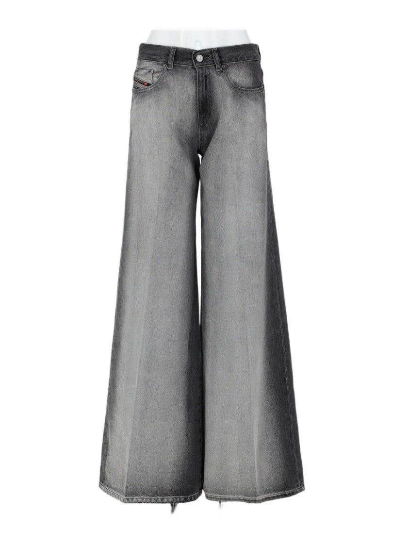 Diesel Faded Grey Wide-Leg Flare Jeans