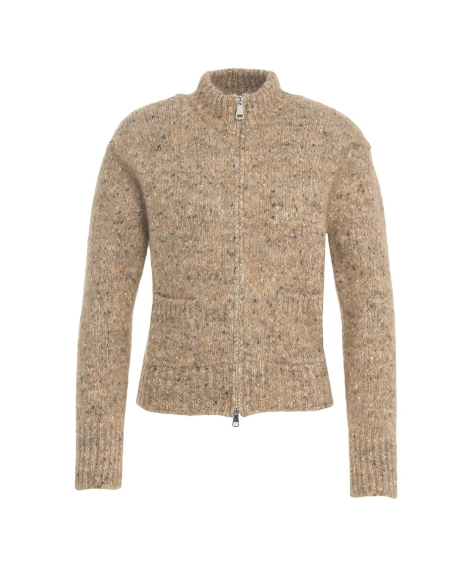 Mvm Textured Knit Cardigan With Double-Zip Closure