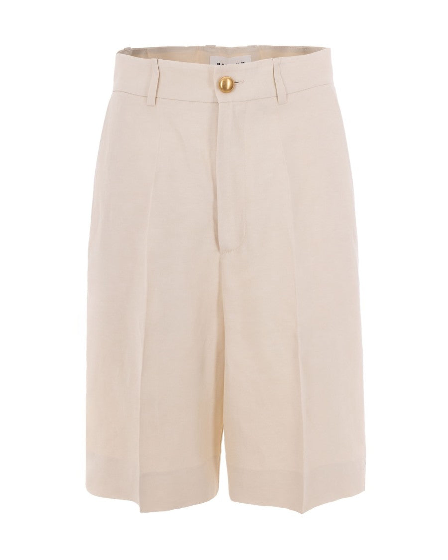 P.A.R.O.S.H. Cream Linen Bermuda Shorts