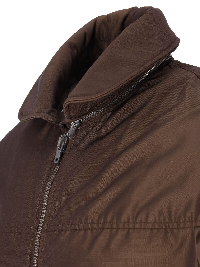 Lemaire Brown Removable-Collar Cotton Viscose Jacket