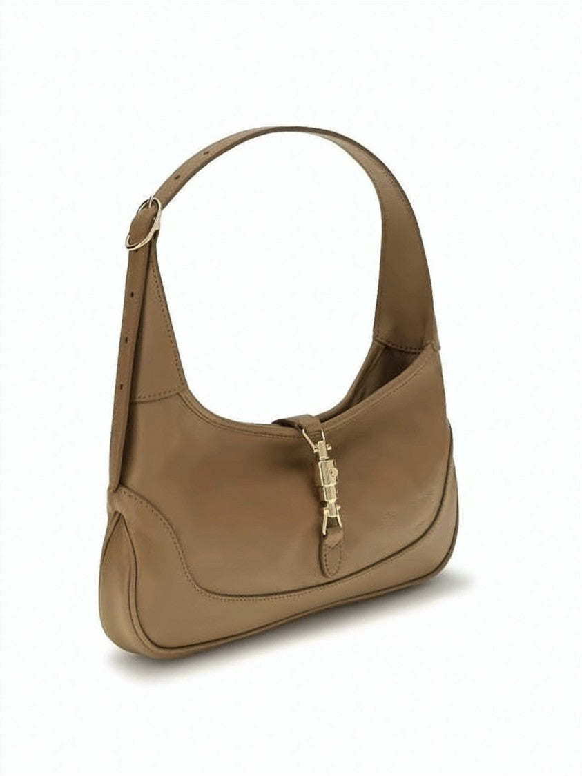 Gucci Smooth Leather Shoulder Bag With Gold-Tone Clasp