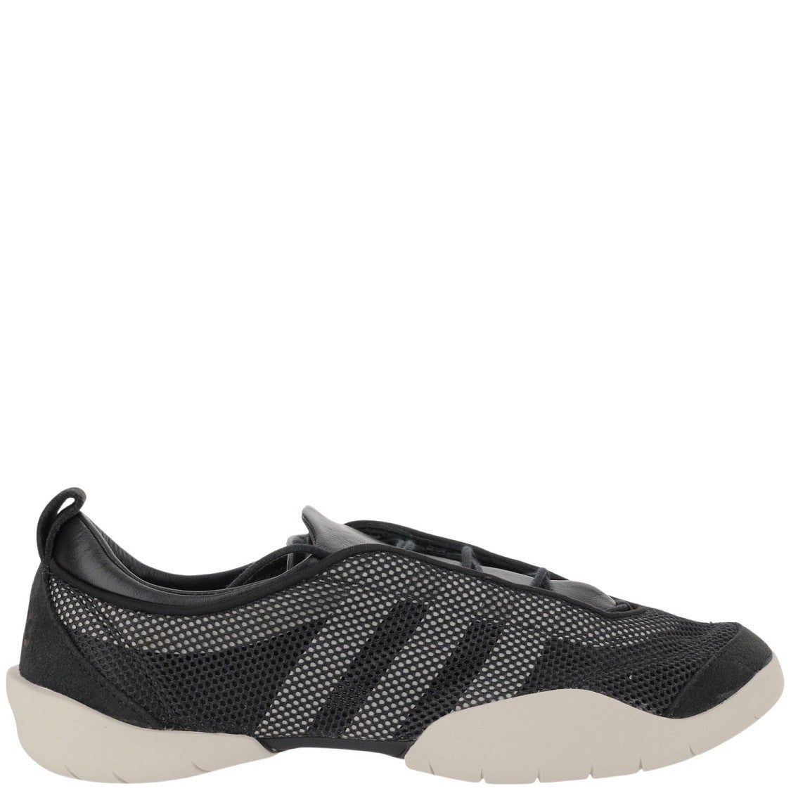 Y-3 Perforated Leather And Mesh Sneakers With Contrasting Sole