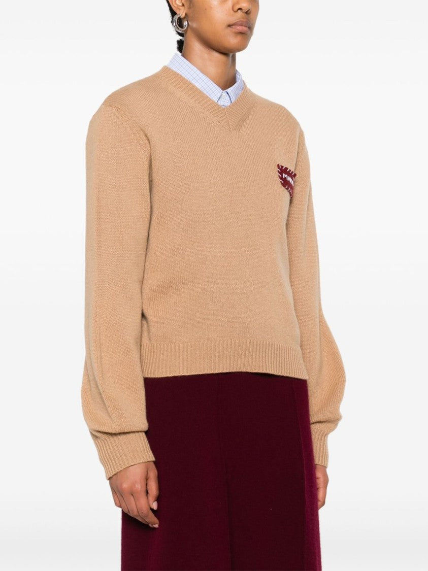 Marni Cashmere Knit Sweater With V-Neckline