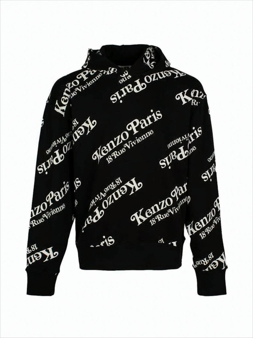 Kenzo Relaxed-Fit Black Hoodie With Bold Logo Print