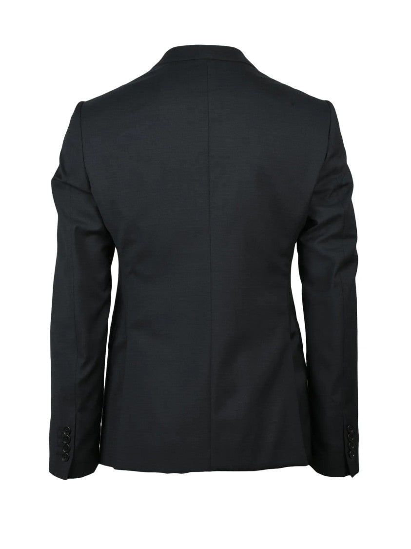 Emporio Armani Classic Tailored Black Virgin Wool Suit With Impeccable Fit