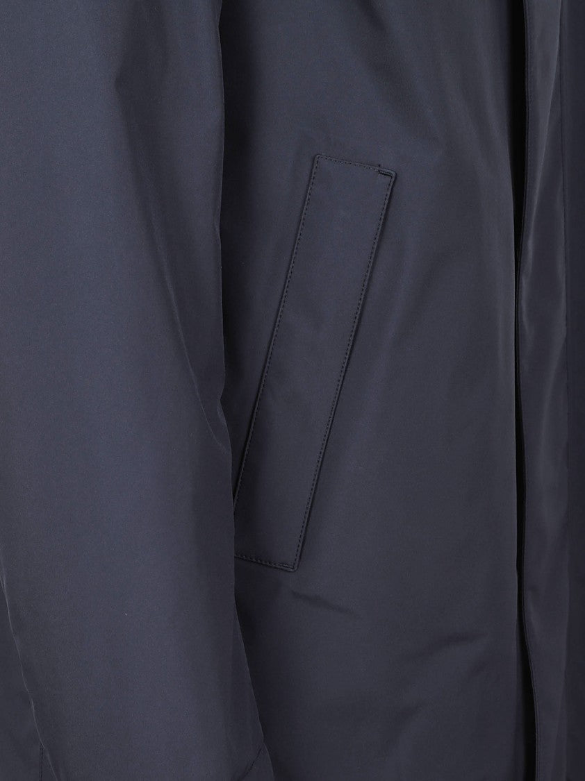 Herno Straight Silhouette Blue Casual Jacket With Hood