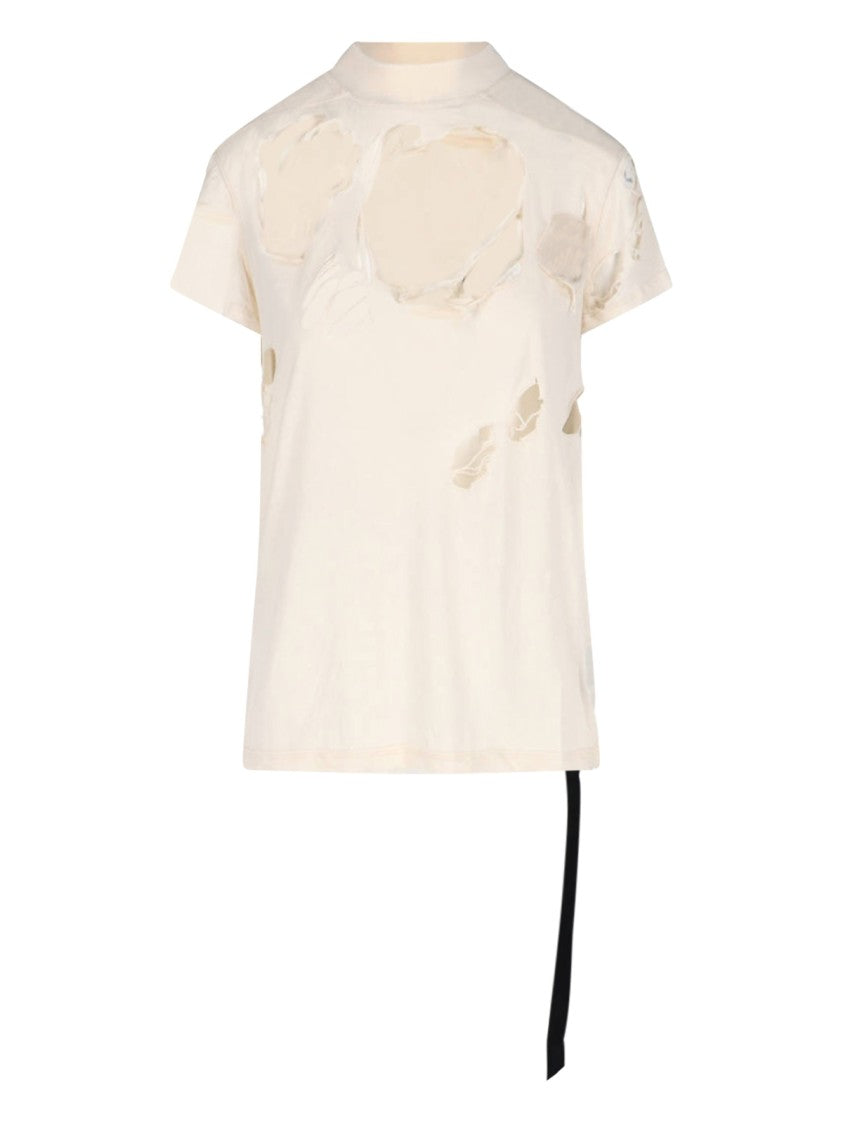 Drkshdw By Rick Owens "Tommy T" Destroyed T-Shirt – Cream