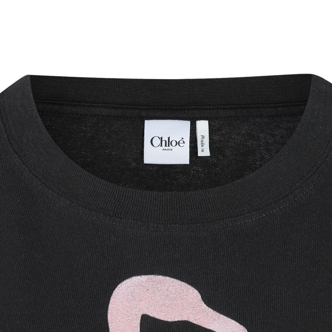 Chloé Graphic Print Black T-Shirt With Flamingo Design