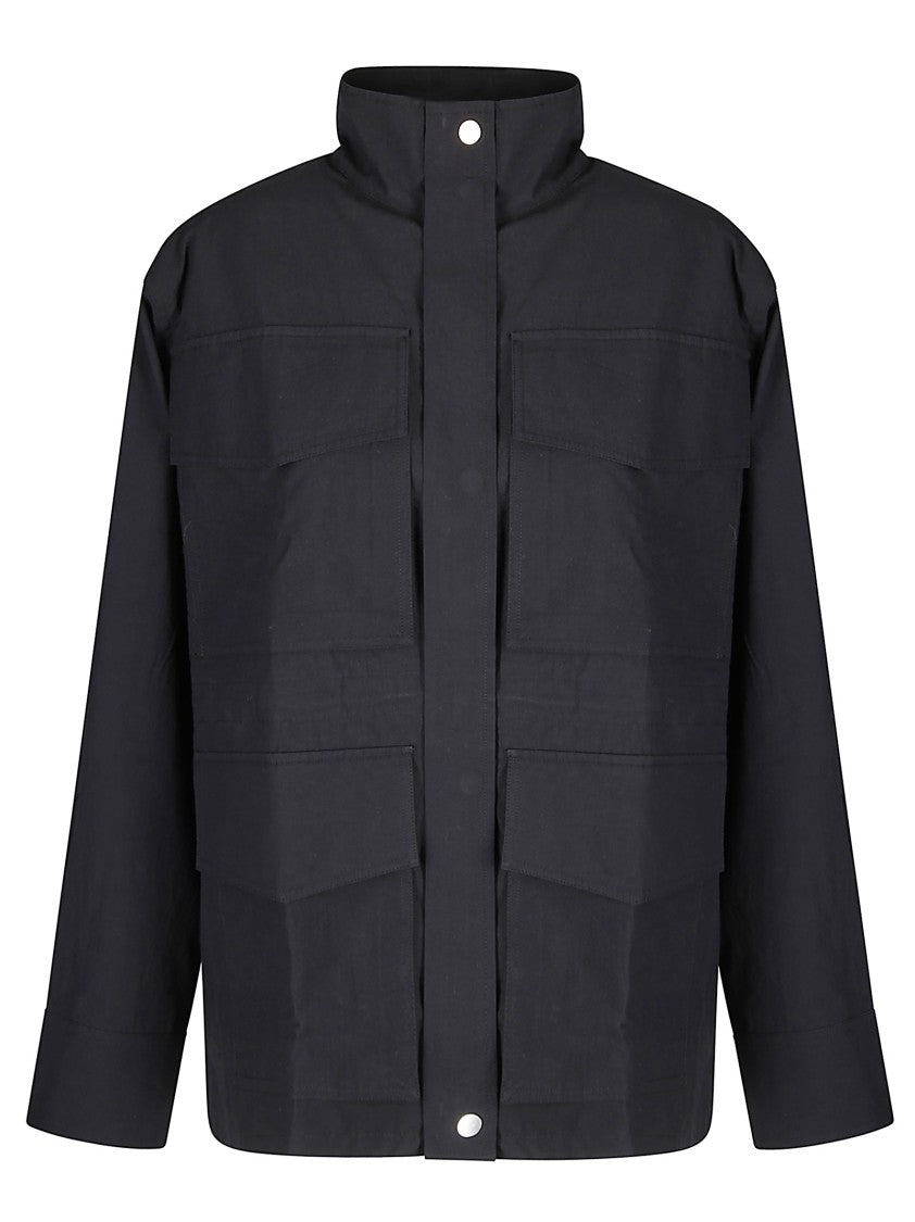 Studio Nicholson Military-Inspired Black Multi-Pocket Jacket With High Collar