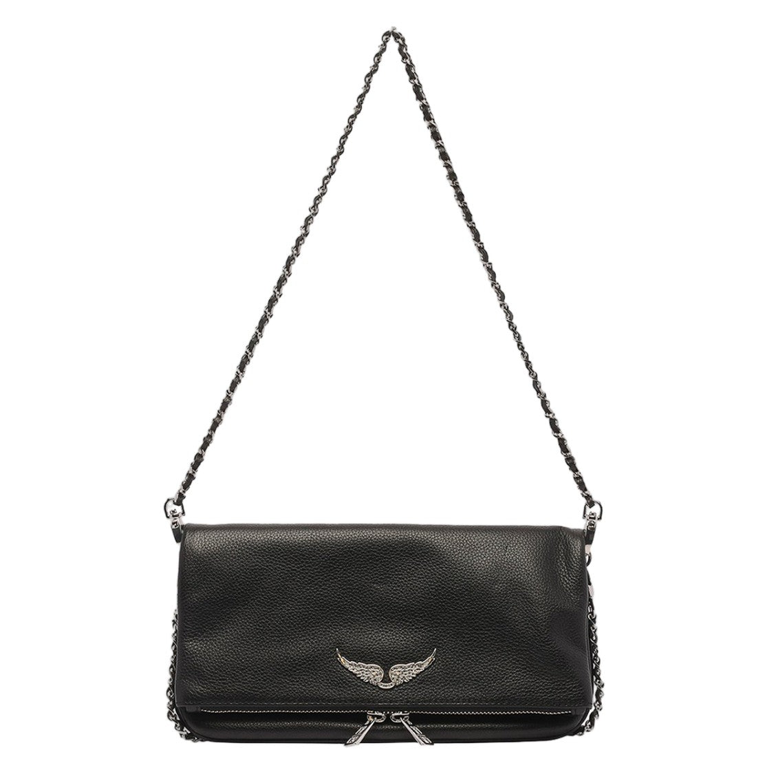 Zadig & Voltaire Rectangular Black Bag With Metallic Wing Emblem