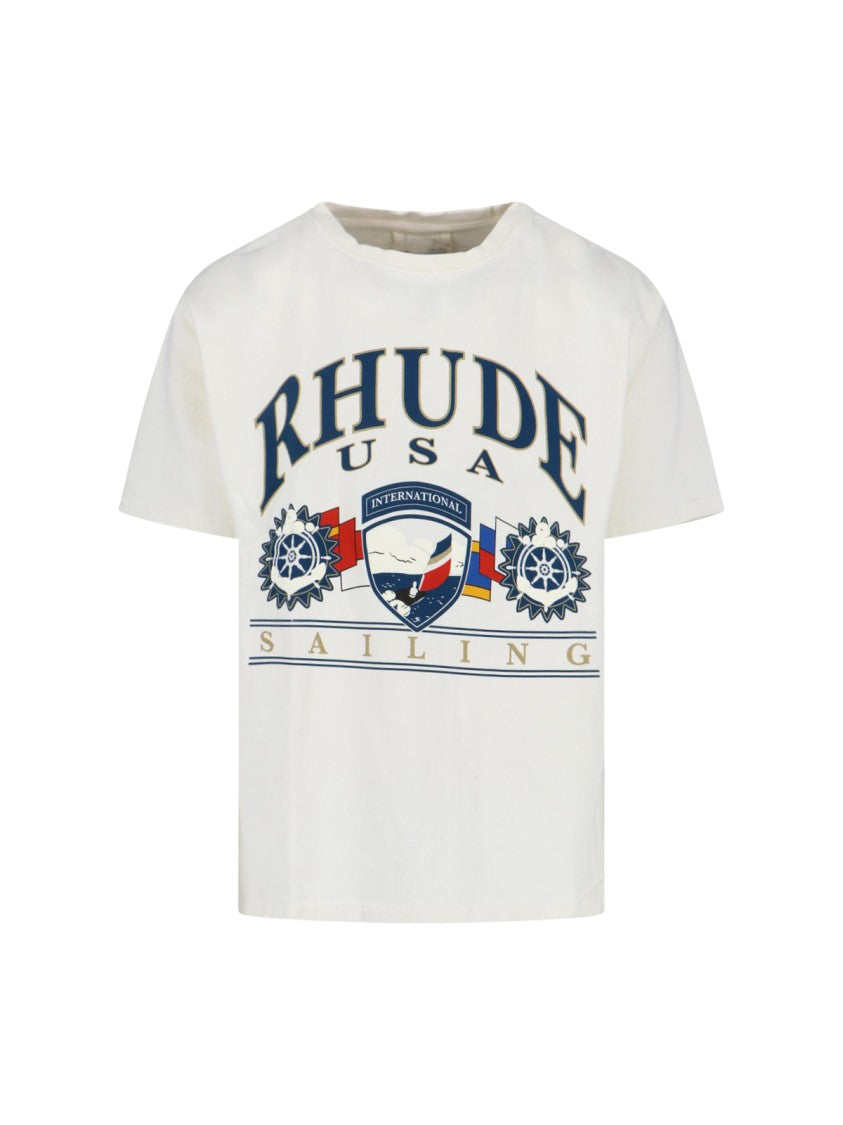Rhude Minimalist White T-Shirt With Classic Crew Neckline