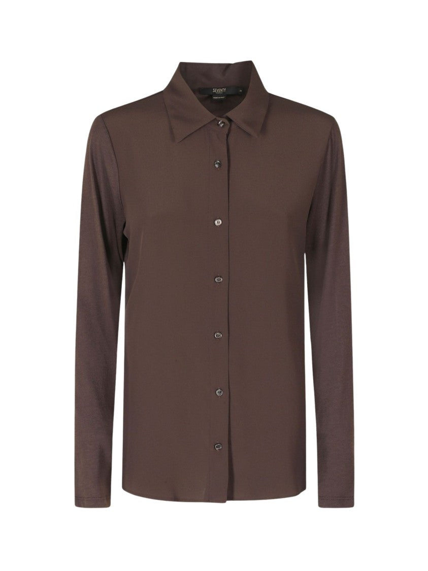 Seventy Venezia Brown Cotton-Blend Casual Shirt