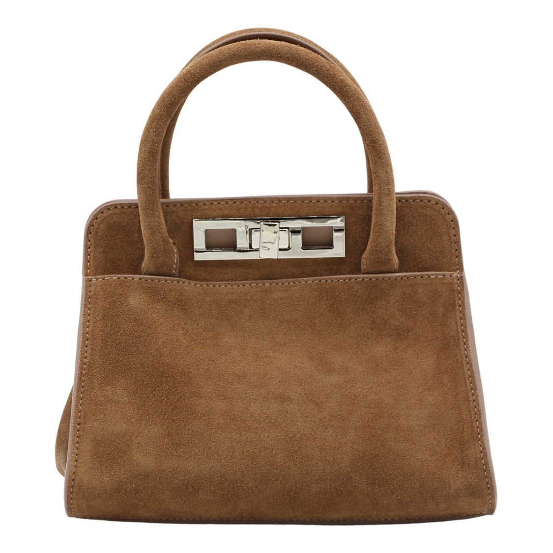 Fabiana Filippi Structured Suede Handbag With Metallic Turn-Lock Closure