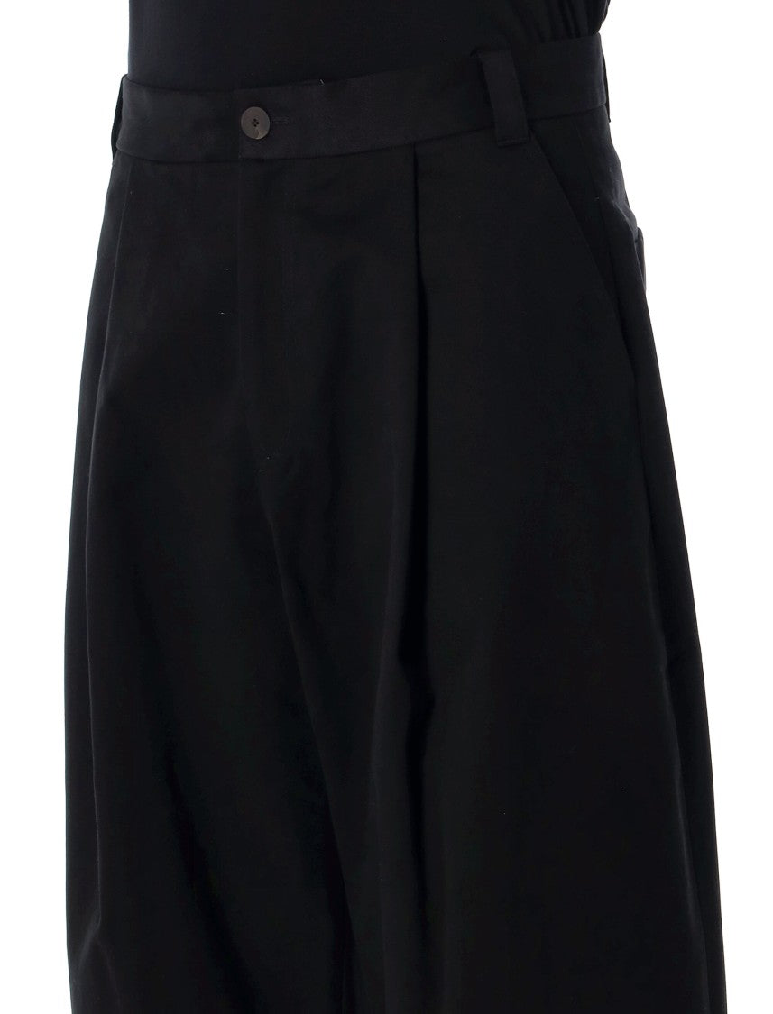 Studio Nicholson High-Waist Pleated Wide-Leg Cropped Pants