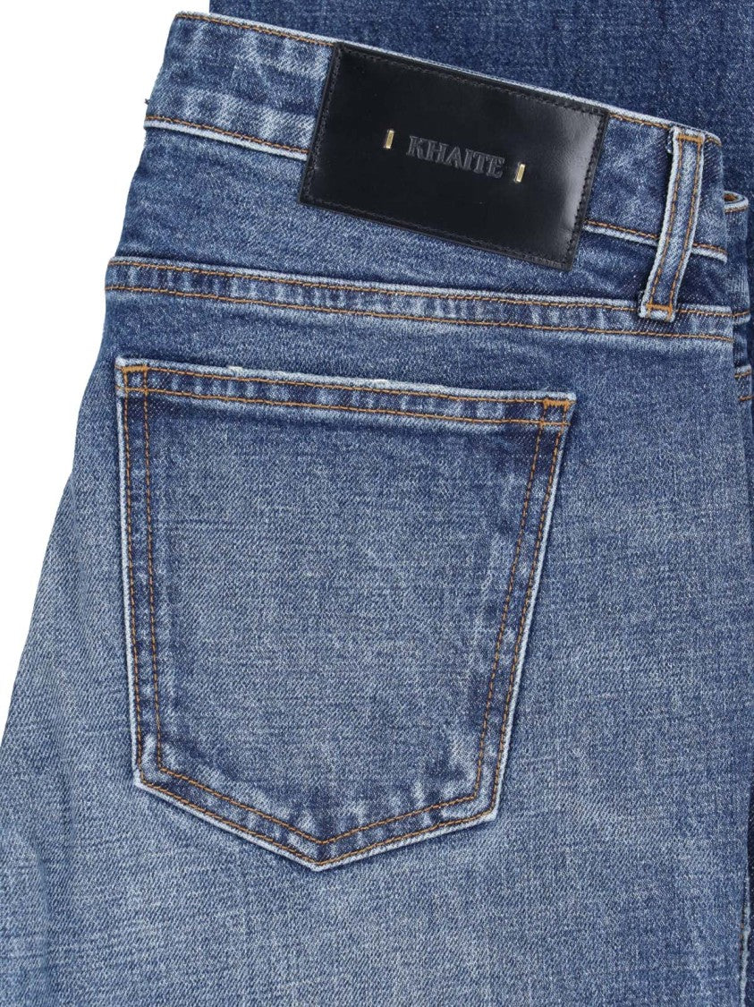 Khaite Bootcut Jeans With Vintage Wash And Leather Logo Patch