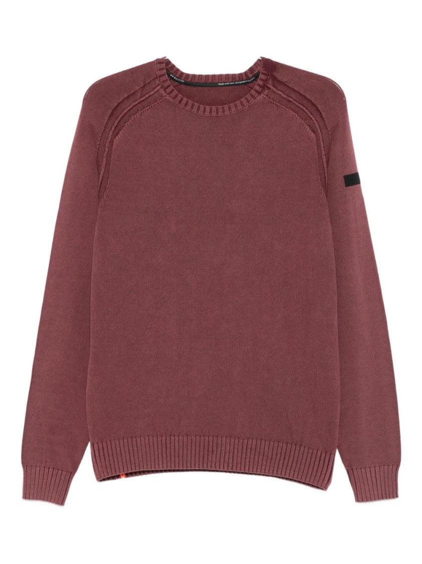 Rrd Bordeaux Crew Neck Sweater With Ribbed Detailing