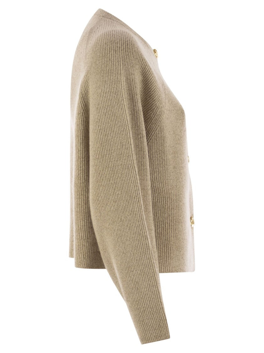 Fabiana Filippi English Knit Cardigan In Platinum And Lurex