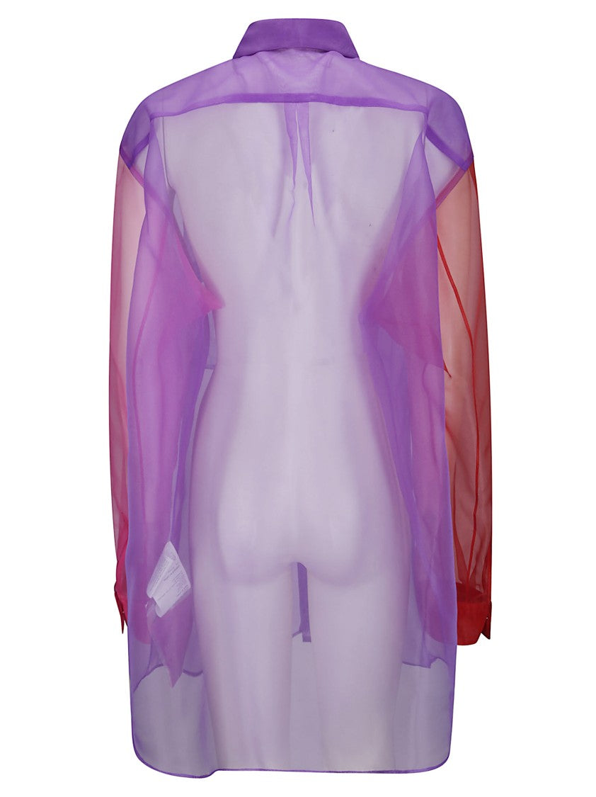 Comme Des Garçons Two-Tone Transparent Taffeta Ladies Blouse