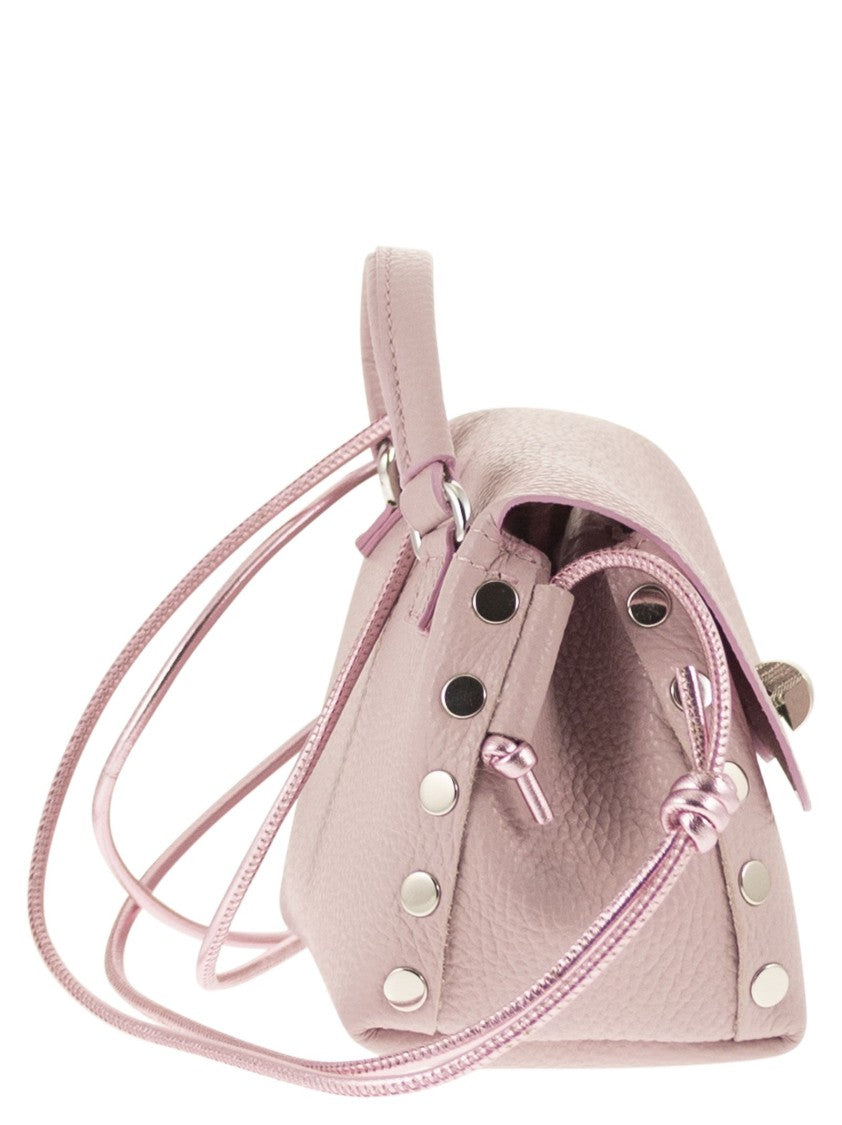 Zanellato Grained Leather Postina® Shoulder Bag With Metallic Accents