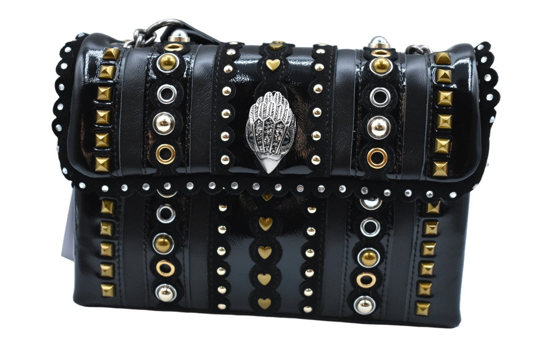 Kurt Geiger Statement Black Handbag With Edgy Gold