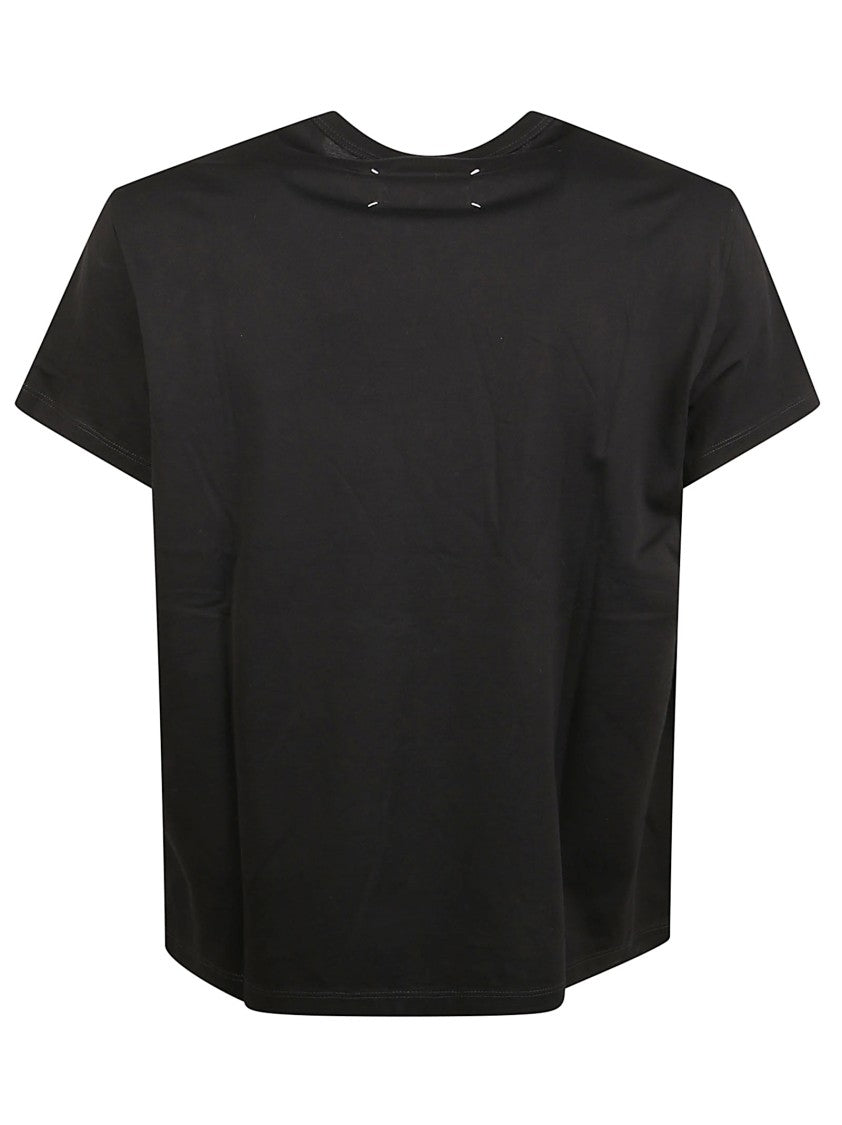 Maison Margiela Embroidered Black Cotton T-Shirt With Design