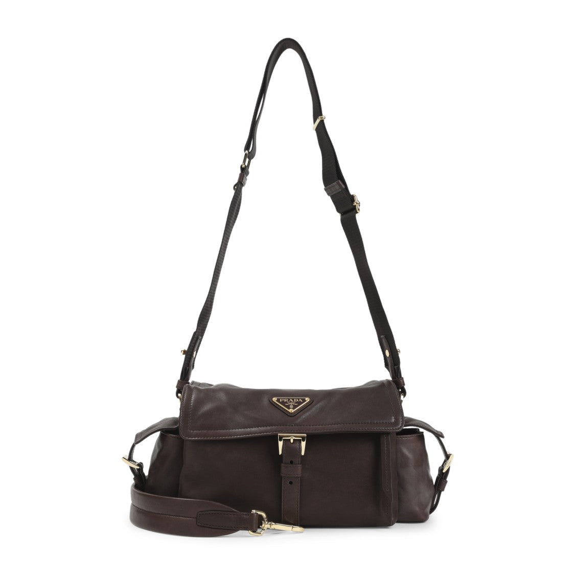Prada Lamb Leather Handbag With Flap Closure
