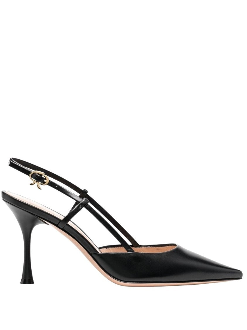 Gianvito Rossi Black Pointed Toe Ribbon Pumps