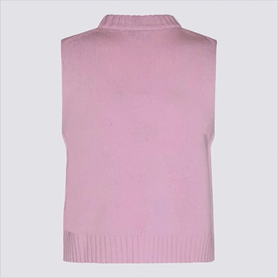 Ganni Sleeveless Textured Knitted Sweater Vest With High Ribbed Neckline