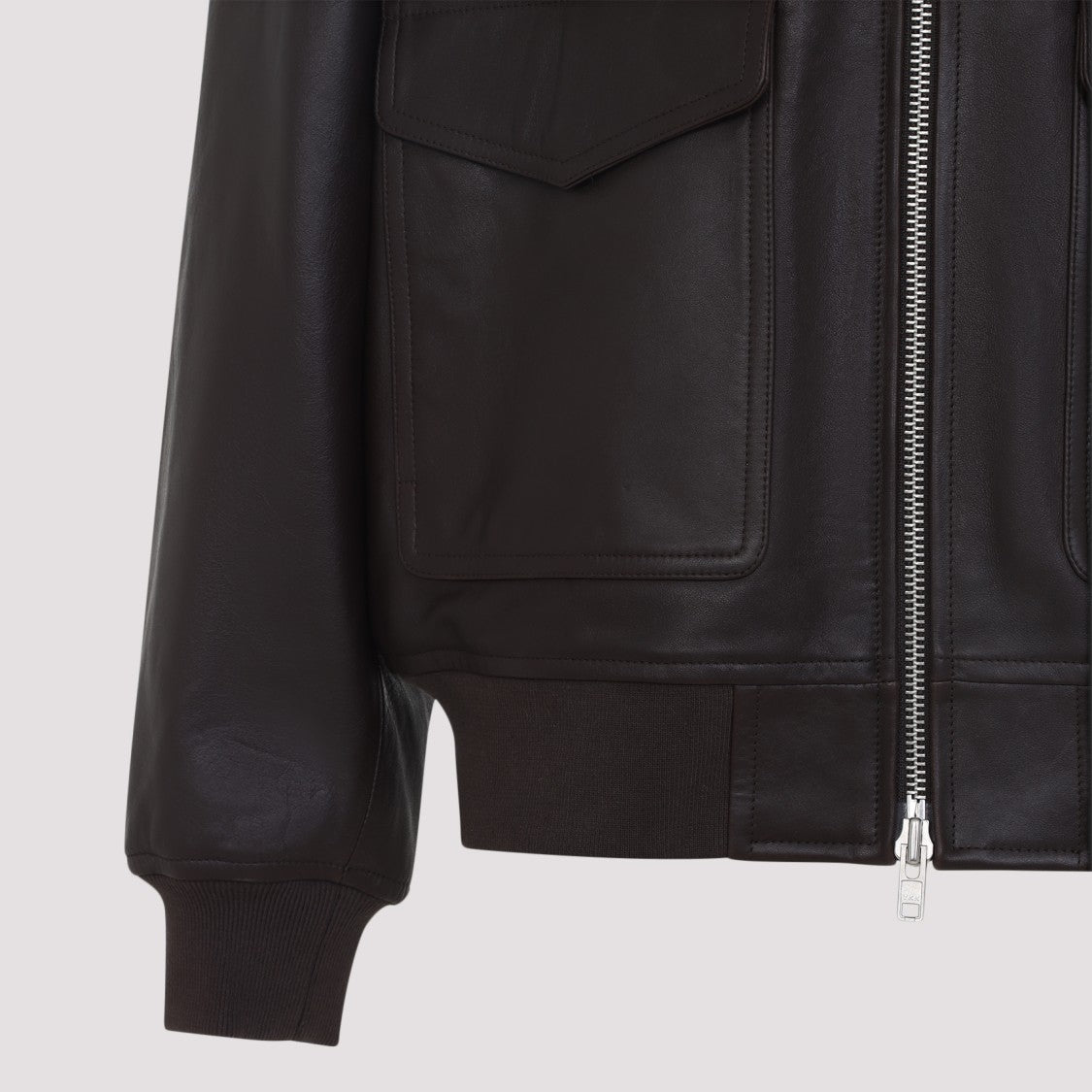The Frankie Shop Viper Brown Leather Jacket