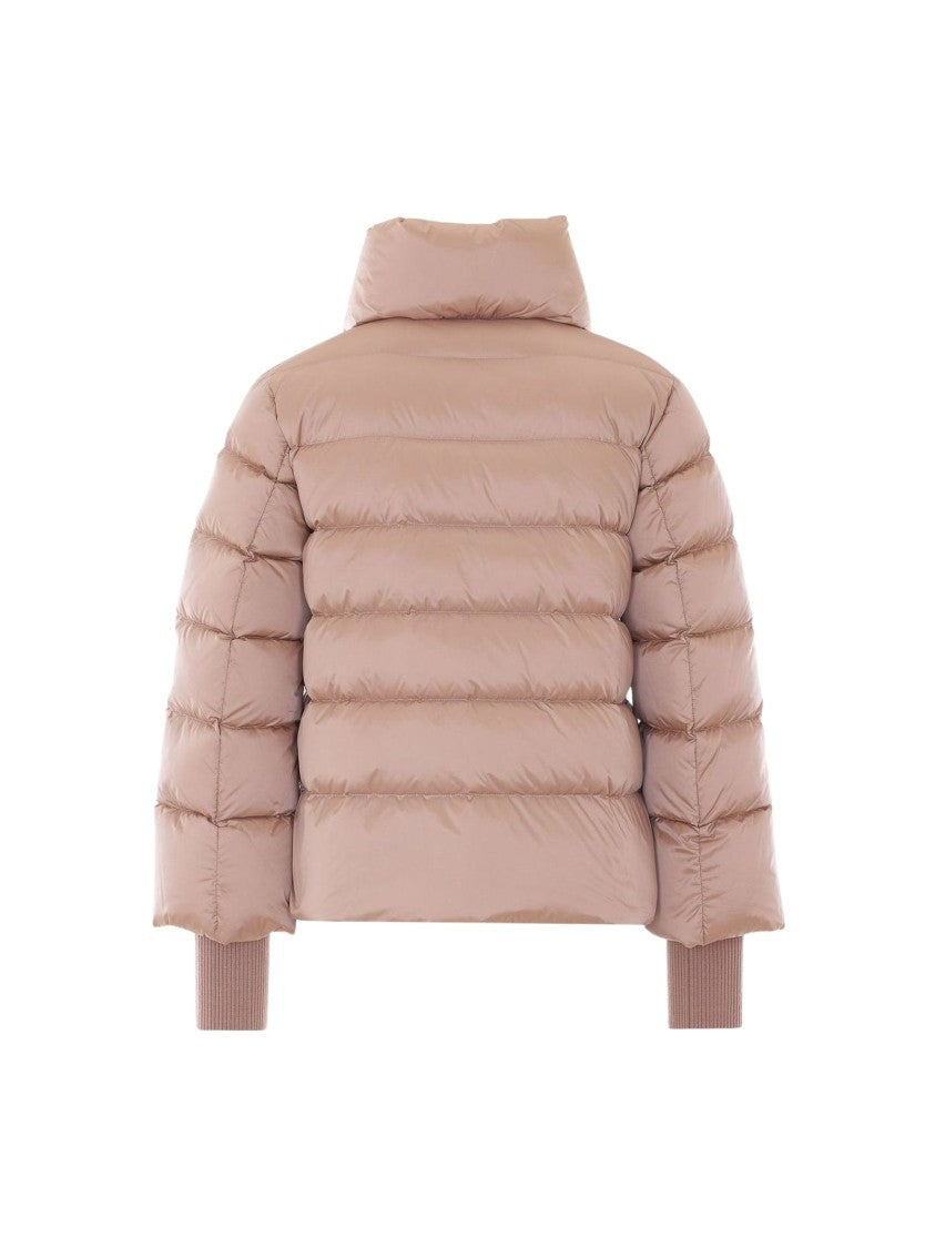 Add Plush Padded Down Cape With High Neck And Zip Closure