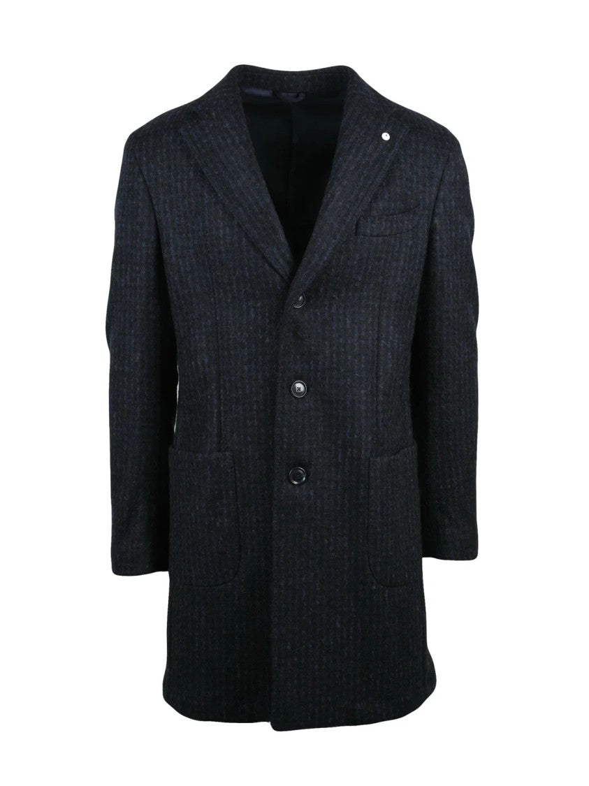 L.B.M. 1911 Blue/Black-Black Wool-Blend Coat