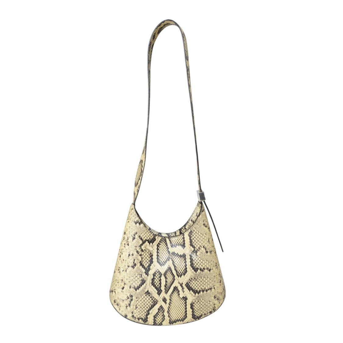 Jil Sander Curved Design Python Print Calfskin Shoulder Bag