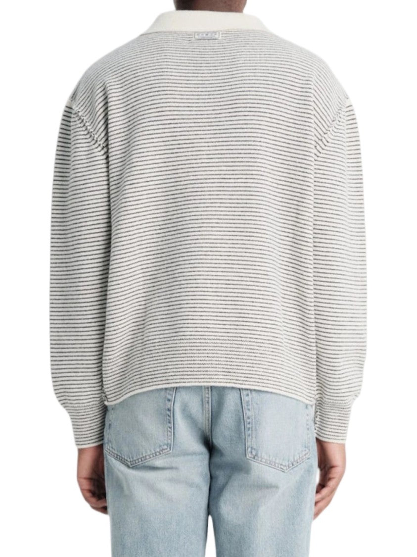 Mfpen Relaxed-Fit Contrast Collar Striped Sweater