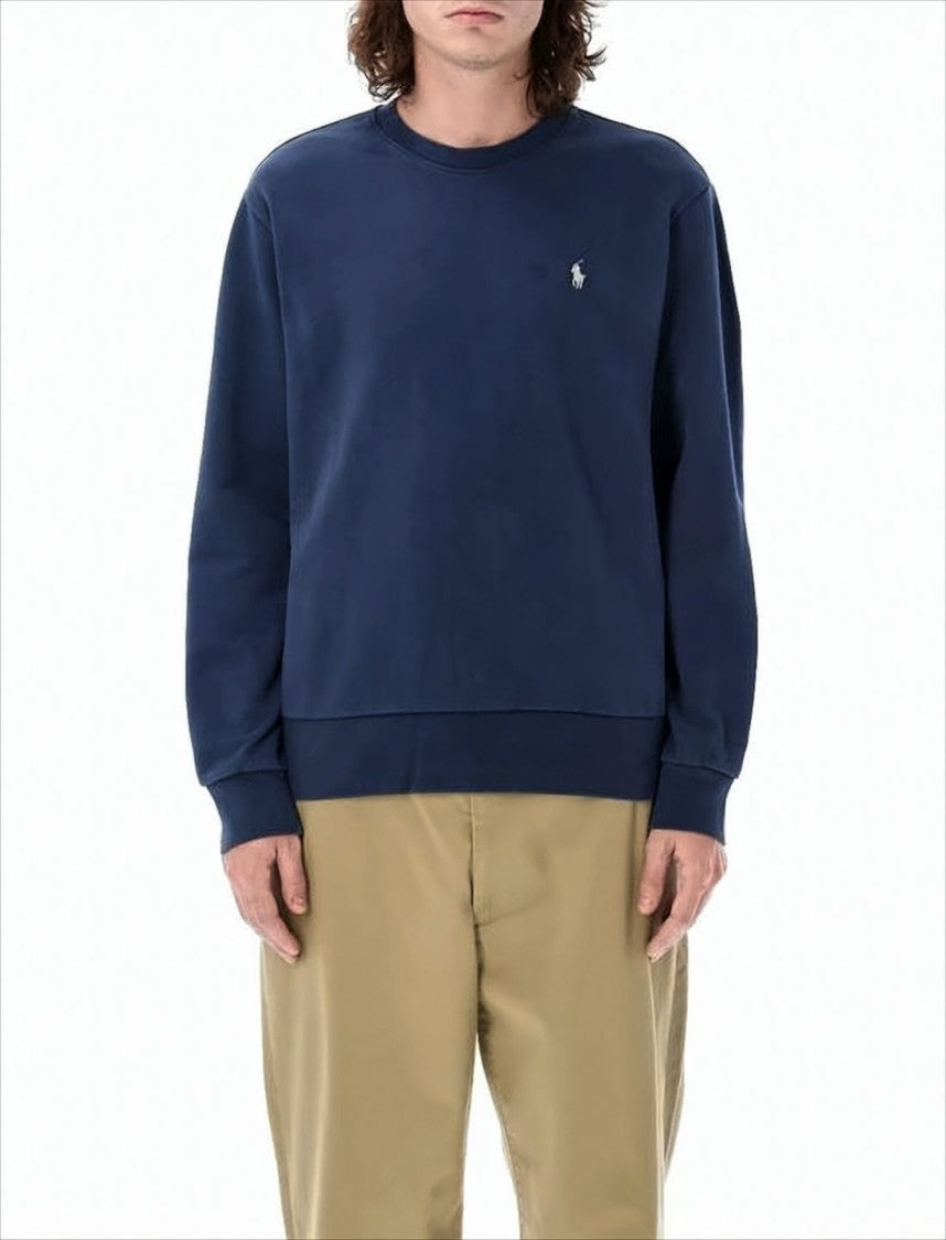 Polo Ralph Lauren Crewneck Sweatshirt In Deep Navy Blue With Embroidered Logo