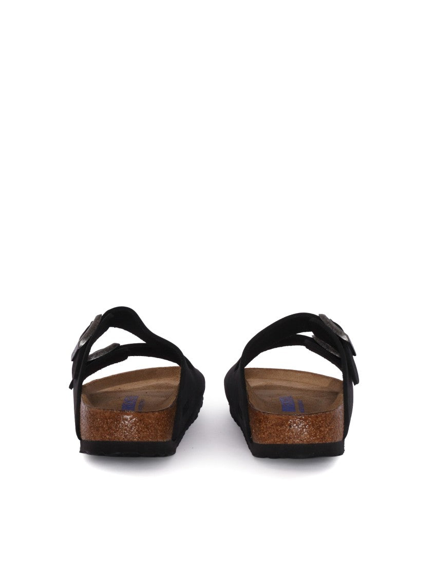 Birkenstock Black Arizona Nubuck Leather Slide Sandal