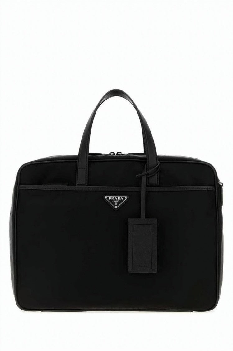 Prada Rectangular Tote Bag With Dual Top Handles And Zip Closure