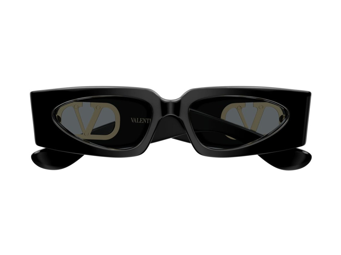 Valentino Gold Black Vg0001s Acetate Rectangular Sunglasses