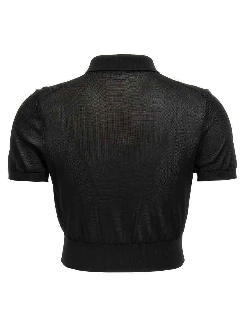 T By Alexander Wang Cropped Polo Shirt With Classic Collar