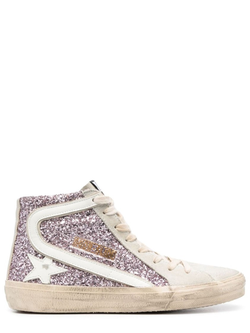 Golden Goose Off-White Glittery Side Panel Sneakers