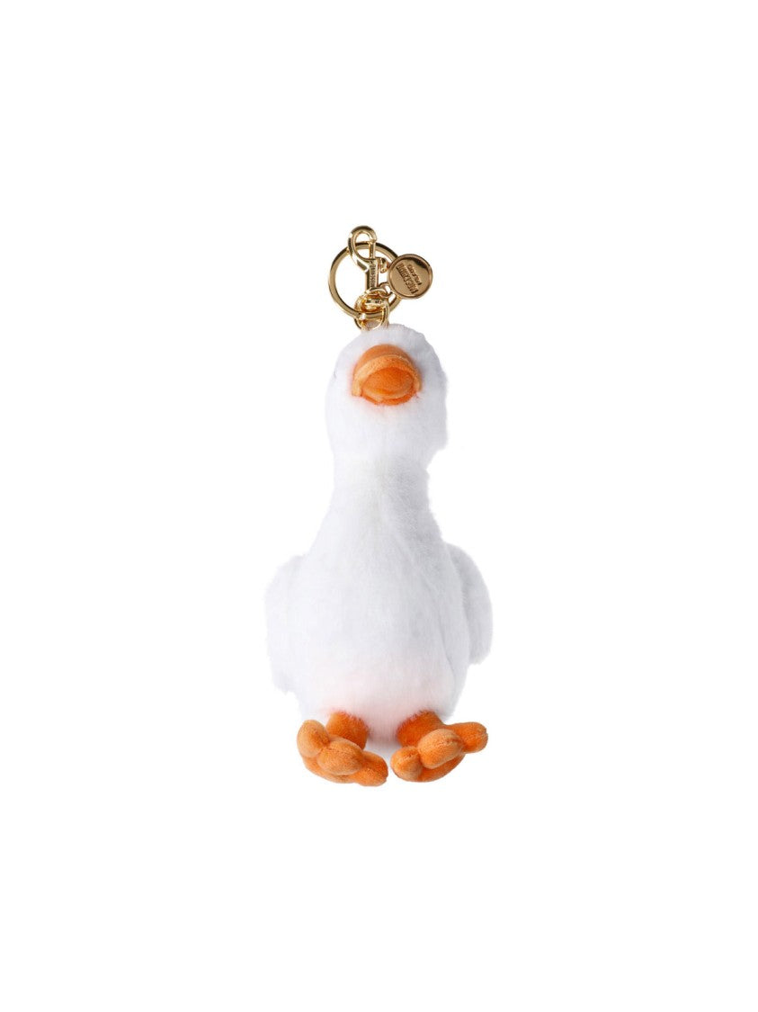 Moschino White Goose Fabric Keyring Charm