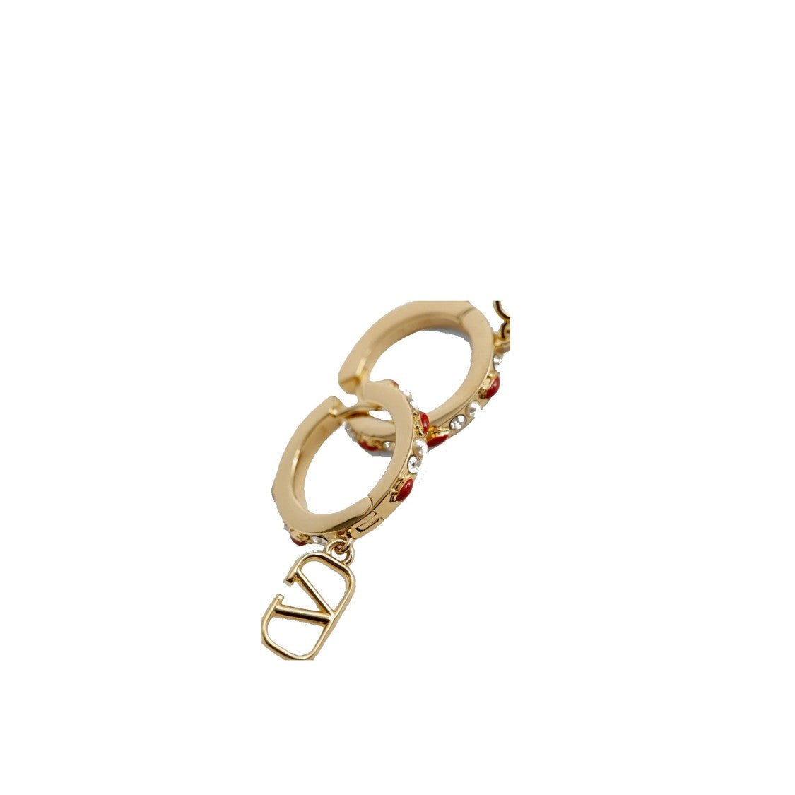 Valentino Bejeweled Gold-Tone Hoop Earrings