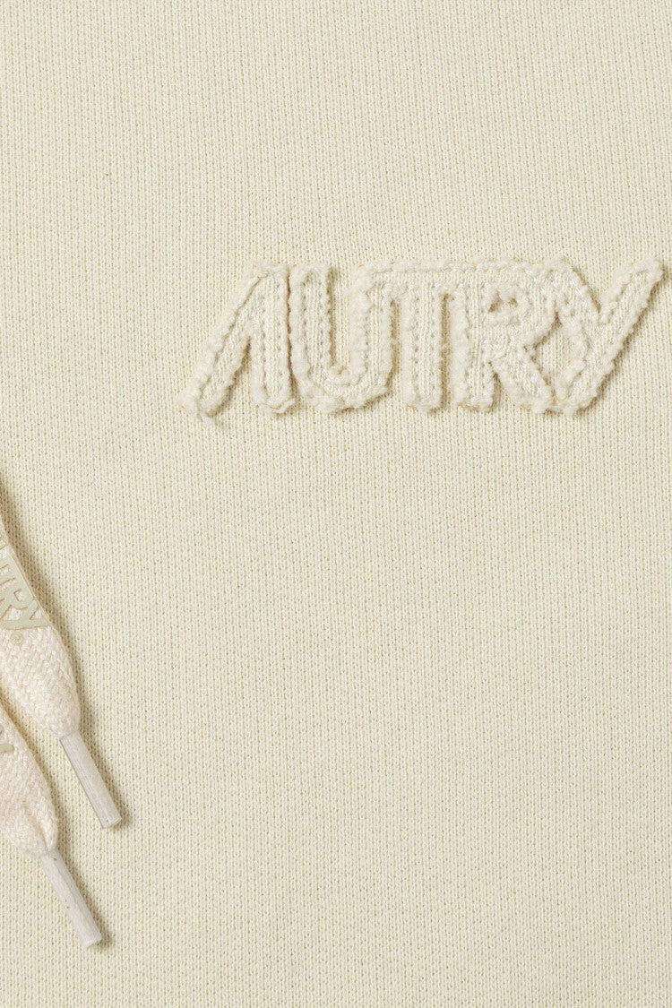 Autry Minimalist Cotton Hoodie With Drawstring And Tonal Embroidery