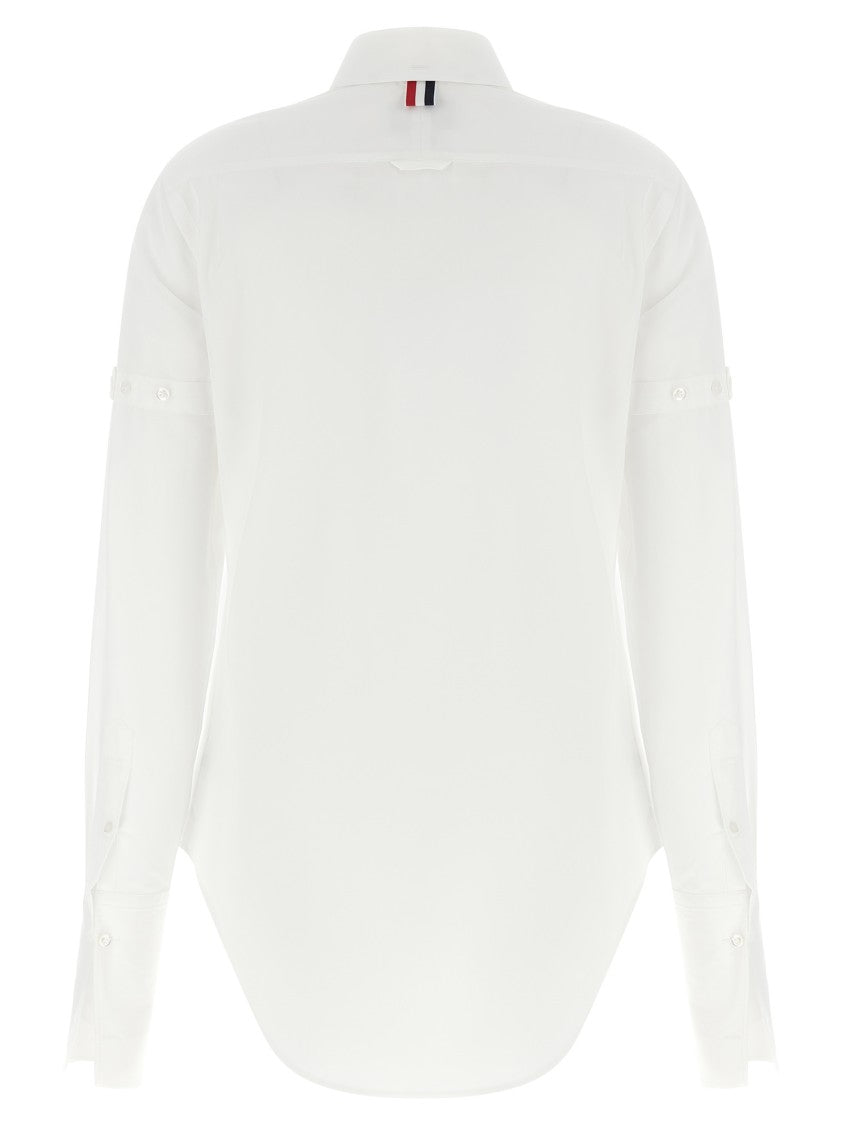 Thom Browne Button-Down Cotton Shirt With Mother-Of-Pearl Closure