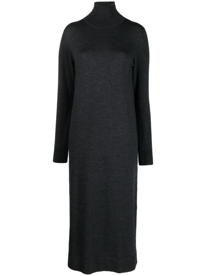 P.A.R.O.S.H. Grey Midi Dress With High Neckline