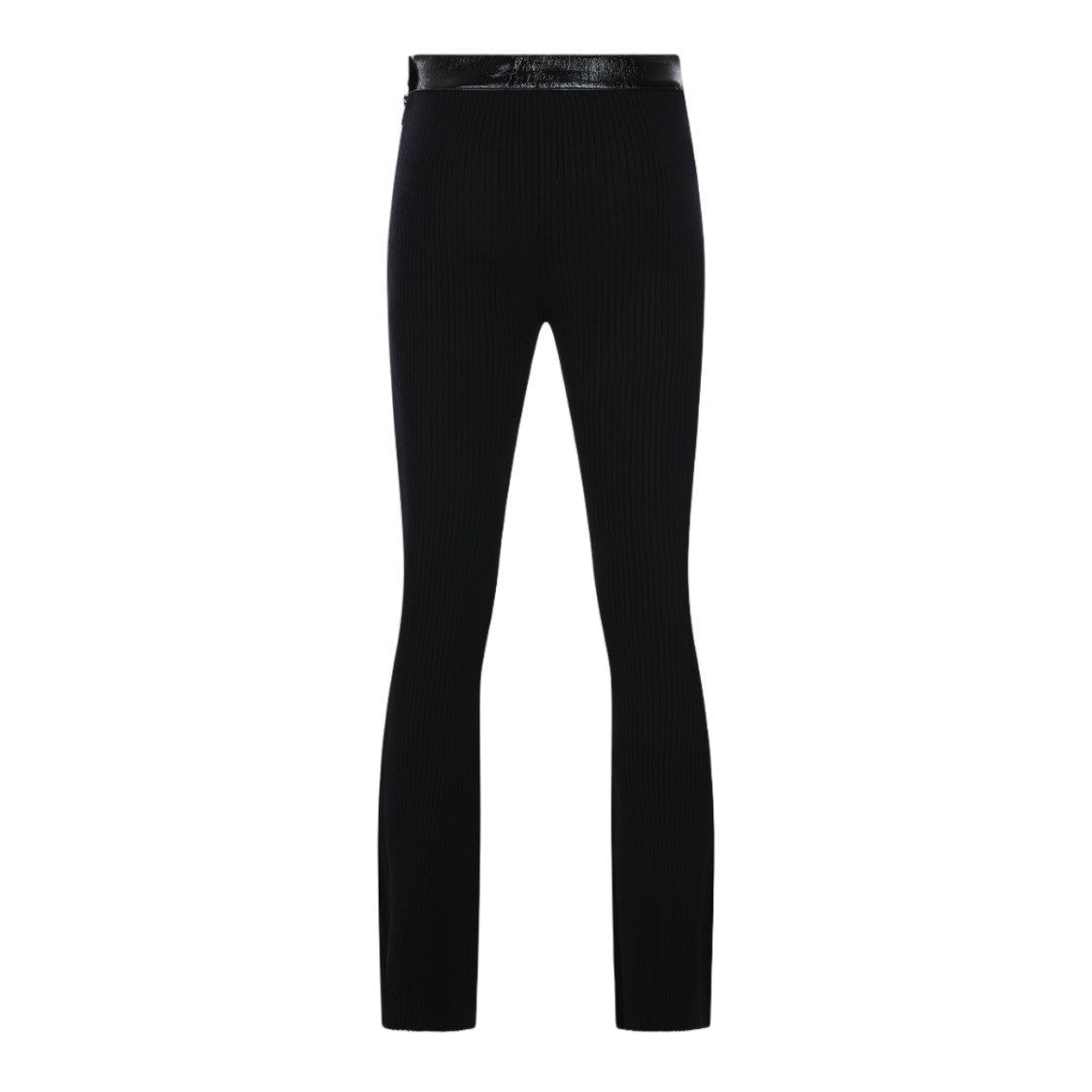 Courrèges Skinny-Leg Trousers With Patent Waistband And Ribbed Texture