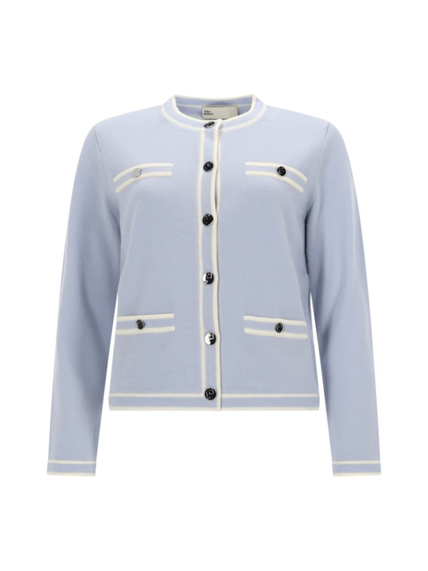 Tory Burch Kendra Light Blue Wool Cardigan