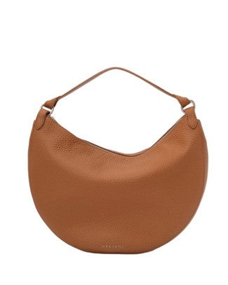 Orciani Crescent Shape Leather Handbag With Palladium Finish
