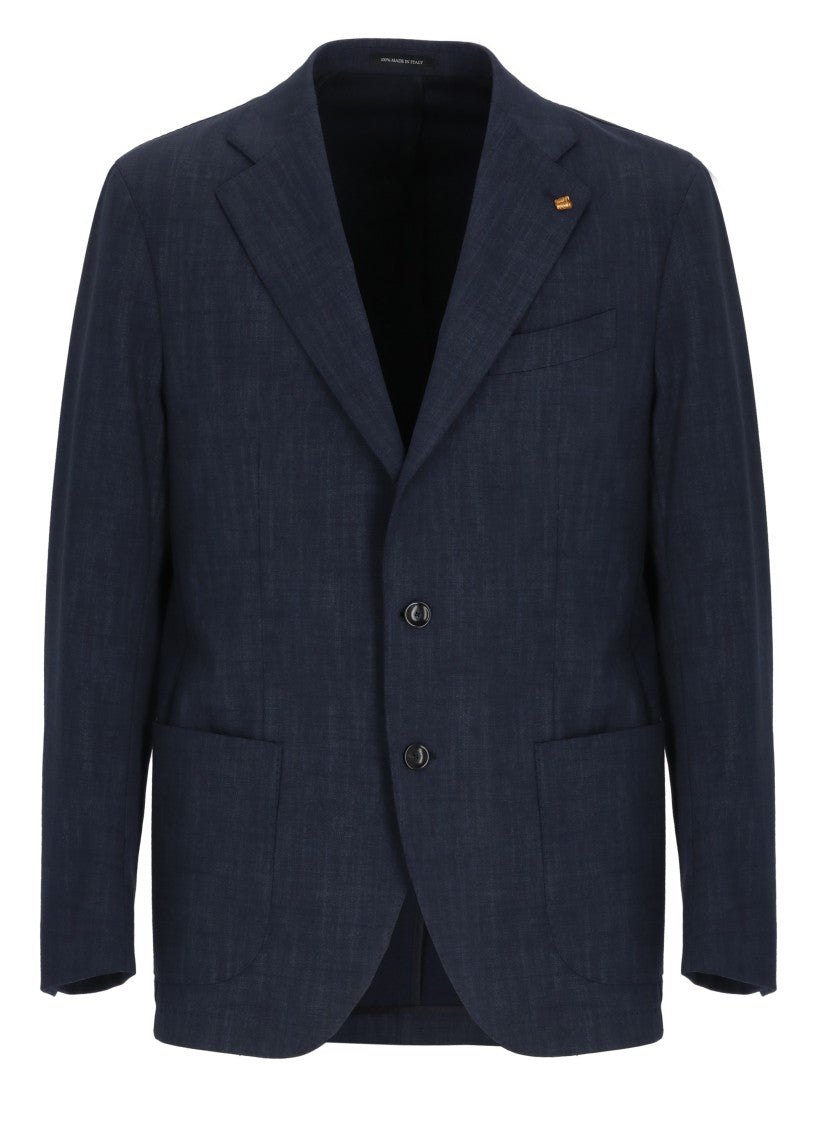 La Torre Red Blue Classic Lapel Cotton Jacket
